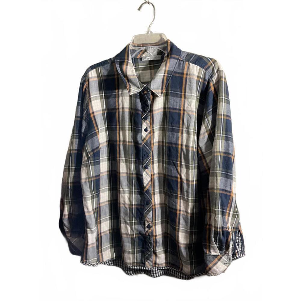 Lee Riders Plaid Button-Up Shirt Double lined 1X